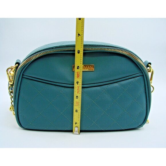 Joy & Iman Leather Quilted Jade Green Crossbody Shoulder Bag Gold Chain & Tassel - Picture 13 of 15